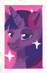 Size: 2442x3810 | Tagged: safe, artist:pilot light, imported from derpibooru, twilight sparkle, alicorn, pony, unicorn, bust, gouache, painting, portrait, scan, solo, three quarter view, traditional art, twilight sparkle (alicorn)