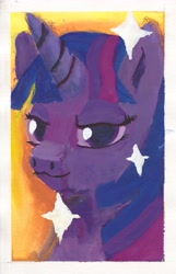 Size: 3256x5064 | Tagged: safe, artist:pilot light, imported from derpibooru, twilight sparkle, pony, unicorn, bust, gouache, painting, scan, solo, three quarter view, traditional art