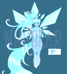 Size: 2332x2571 | Tagged: safe, artist:niniibear, imported from derpibooru, oc, oc only, earth pony, pony, artificial wings, augmented, blue background, earth pony oc, magic, magic wings, simple background, solo, wings