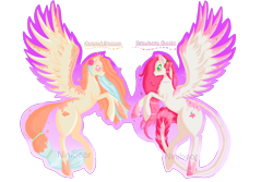 Size: 3000x2000 | Tagged: safe, artist:niniibear, imported from derpibooru, oc, oc only, pegasus, pony, duo, leonine tail, pegasus oc, rearing, simple background, tail, transparent background