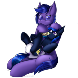 Size: 3000x3000 | Tagged: safe, artist:xcinnamon-twistx, imported from derpibooru, oc, oc:moony blues, bat pony, baby, bottle, bottle feeding, chocolate, chocolate milk, diaper, milk, simple background, transparent background