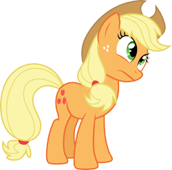 Size: 3026x3000 | Tagged: safe, artist:cloudy glow, artist:yanoda, imported from derpibooru, applejack, earth pony, pony, the cutie pox, .ai available, cowboy hat, female, freckles, hat, head tilt, high res, mare, simple background, solo, stetson, transparent background, vector