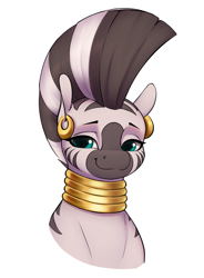 Size: 1449x1974 | Tagged: safe, artist:aquaticvibes, imported from derpibooru, zecora, zebra, bust, simple background, solo, white background