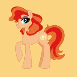 Size: 2000x2000 | Tagged: safe, artist:mediocremare, imported from derpibooru, oc, earth pony, pony, female, mare, orange background, simple background, solo