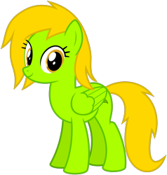 Size: 2380x2500 | Tagged: safe, artist:nicogamer3000, derpibooru exclusive, imported from derpibooru, oc, oc only, oc:lemon green, pegasus, pony, derpibooru community collaboration, .svg available, 2023 community collab, female, folded wings, food, full body, high res, hooves, lemon, looking at you, mare, pegasus oc, show accurate, simple background, smiling, smiling at you, solo, standing, svg, tail, transparent background, vector, wings