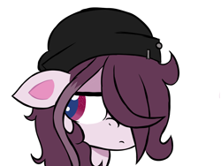 Size: 2000x1500 | Tagged: safe, artist:alandisc, imported from derpibooru, oc, oc:zak, earth pony, pony, my little pony: pony life, beanie, bust, g4.5, hair over one eye, hat, male, simple background, solo, white background