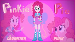 Size: 1280x720 | Tagged: safe, artist:rupahrusyaidi, edit, imported from derpibooru, pinkie pie, equestria girls, boots, clothes, high heel boots, shirt, shoes, skirt, solo