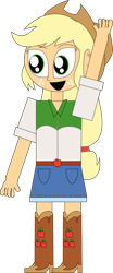 Size: 406x976 | Tagged: safe, artist:rupahrusyaidi, imported from derpibooru, applejack, equestria girls, 1000 hours in ms paint, belt, boots, clothes, cowboy boots, cowboy hat, hat, high heel boots, shirt, shoes, simple background, skirt, solo, transparent background