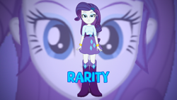 Size: 1280x720 | Tagged: safe, artist:rupahrusyaidi, imported from derpibooru, rarity, equestria girls, belt, boots, clothes, high heel boots, shirt, shoes, skirt, solo