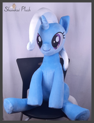 Size: 1890x2480 | Tagged: safe, artist:shunnkai, imported from derpibooru, trixie, pony, unicorn, female, i can't believe it's not nekokevin, irl, mare, photo, plushie, sitting, smiling, solo