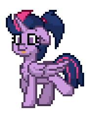 Size: 184x232 | Tagged: safe, artist:twilyisbestpone, derpibooru exclusive, imported from derpibooru, twilight sparkle, alicorn, pony, pony town, adorkable, alternate hairstyle, animated, chest fluff, cute, dork, female, floppy ears, gif, mare, pixel art, ponytail, silly, silly pony, simple background, solo, tongue out, transparent background, trotting, trotting in place, twiabetes, twilight sparkle (alicorn)
