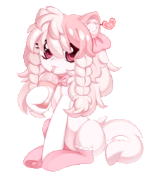 Size: 816x933 | Tagged: safe, alternate version, artist:miioko, imported from derpibooru, oc, oc only, earth pony, pony, :p, animated, braid, clothes, commission, drinking, eyelashes, female, gif, mare, one eye closed, paw pads, paw socks, simple background, sitting, socks, solo, tongue out, transparent background, wink, ych result