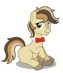 Size: 1280x1472 | Tagged: safe, artist:aleximusprime, imported from derpibooru, oc, oc only, oc:place holder, earth pony, bashful, blank flank, bowtie, freckles, male, shy, simple background, sitting, solo, transparent background