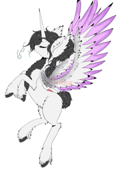 Size: 877x1280 | Tagged: safe, artist:niniibear, imported from derpibooru, oc, oc only, alicorn, pony, alicorn oc, horn, rearing, simple background, solo, white background, wings
