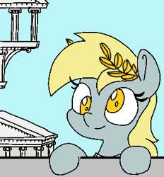 Size: 288x311 | Tagged: safe, artist:firecracker, derpy hooves, pony, aggie.io, female, lowres, mare, roman, simple background, smiling