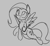 Size: 327x303 | Tagged: safe, artist:firecracker, fluttershy, pegasus, pony, aggie.io, female, flying, lowres, mare, monochrome, simple background, smiling, spread wings, wings