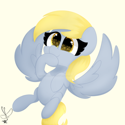 Size: 2000x2000 | Tagged: safe, artist:daftramms, imported from derpibooru, derpy hooves, pegasus, pony, cute, female, g4, simple background, solo, spread wings, wingding eyes, wings