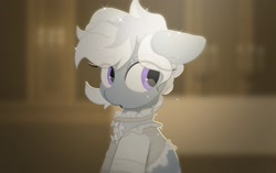 Size: 3035x1902 | Tagged: safe, artist:mochi_nation, imported from derpibooru, oc, oc only, oc:silver bolt, earth pony, pony, clothes, eye clipping through hair, eyeshadow, female, floppy ears, makeup, mare, shirt, solo, sparkles