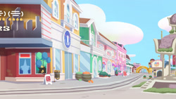 Size: 3410x1920 | Tagged: safe, imported from derpibooru, screencap, spoiler:g5, spoiler:my little pony: tell your tale, spoiler:tyts01e06, background, balloon, cinema, g5, high res, maretime bay, movie poster, my little pony: tell your tale, no pony, the unboxing of izzy