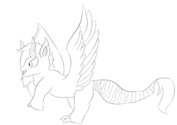 Size: 759x536 | Tagged: safe, artist:schumette14, imported from derpibooru, oc, oc:hope, draconequus, hybrid, interspecies offspring, next generation, offspring, parent:discord, parent:fluttershy, parents:discoshy, sketch