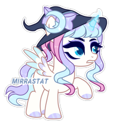 Size: 1710x1841 | Tagged: safe, artist:mirrastat, imported from derpibooru, oc, oc only, alicorn, pegasus, pony, alicorn oc, base used, eyelashes, female, hat, hoof polish, horn, mare, pegasus oc, raised hoof, simple background, solo, transparent background, wings, witch hat