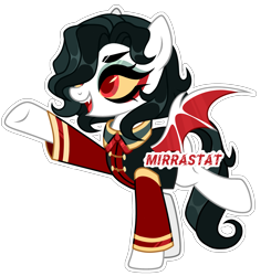 Size: 2455x2509 | Tagged: safe, artist:mirrastat, imported from derpibooru, oc, oc only, bat pony, pony, base used, bat pony oc, bat wings, clothes, eyelashes, female, makeup, mare, raised hoof, simple background, smiling, solo, transparent background, wings