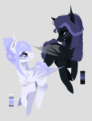 Size: 1300x1708 | Tagged: safe, artist:ryrxian, imported from derpibooru, oc, oc only, bat pony, pony, bat pony oc, bat wings, duo, female, looking at each other, looking at someone, mare, wings