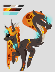 Size: 1364x1782 | Tagged: safe, artist:ryrxian, imported from derpibooru, oc, oc only, monster pony, pony, augmented, augmented tail, raised hoof, reference sheet, simple background, solo, tail, white background