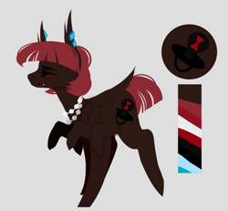 Size: 1300x1201 | Tagged: safe, artist:ryrxian, imported from derpibooru, oc, oc only, monster pony, original species, pony, spiderpony, jewelry, necklace, pearl necklace, raised hoof, reference sheet, solo