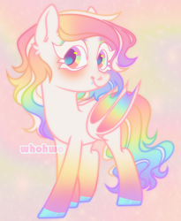 Size: 2028x2468 | Tagged: safe, artist:whohwo, imported from derpibooru, oc, oc only, bat pony, pony, abstract background, base used, bat pony oc, bat wings, eyelashes, female, hoof polish, makeup, mare, multicolored hair, rainbow hair, smiling, solo, wings