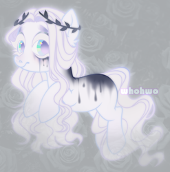 Size: 2530x2564 | Tagged: safe, artist:whohwo, imported from derpibooru, oc, oc only, ghost, ghost pony, pony, base used, eyelashes, female, makeup, mare, running makeup, solo