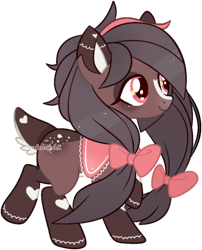 Size: 884x1092 | Tagged: safe, artist:cafne, imported from derpibooru, oc, oc only, deer, deer pony, original species, pony, base used, bow, eyelashes, female, hair bow, mare, simple background, smiling, solo, transparent background