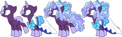 Size: 4139x1255 | Tagged: safe, artist:kurosawakuro, imported from derpibooru, oc, oc only, pony, unicorn, bald, base used, bow, clothes, dress, female, hair bow, mare, simple background, solo, transparent background