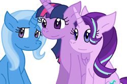 Size: 964x636 | Tagged: safe, artist:cmara, imported from derpibooru, starlight glimmer, trixie, twilight sparkle, alicorn, pony, unicorn, female, magic trio, paint tool sai, simple background, trio, trio female, twilight sparkle (alicorn), white background