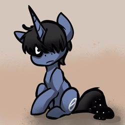 Size: 2048x2048 | Tagged: safe, artist:pfeffaroo, imported from derpibooru, oc, oc only, pony, unicorn, full body, hair over one eye, high res, hooves, horn, sitting, solo, tail, unicorn oc