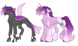 Size: 5000x3000 | Tagged: safe, artist:gingygin, imported from derpibooru, oc, oc only, changeling, pony, unicorn, changeling oc, disguise, disguised changeling, male, purple changeling, simple background, solo, stallion, unshorn fetlocks, white background