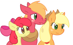 Size: 1142x698 | Tagged: safe, artist:cmara, imported from derpibooru, apple bloom, applejack, big macintosh, earth pony, pony, female, filly, foal, male, mare, siblings, simple background, stallion, white background