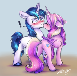 Size: 1709x1676 | Tagged: safe, artist:buttersprinkle, imported from derpibooru, princess cadance, shining armor, alicorn, pony, unicorn, blushing, butt, cute, cutedance, duo, duo male and female, exclamation point, eyes closed, featureless crotch, female, floppy ears, folded wings, kiss on the lips, kissing, lovebutt, male, mare, missing accessory, plot, shining adorable, shiningcadance, shipping, shrunken pupils, stallion, straight, surprise kiss, surprised, wide eyes, wings