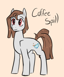 Size: 632x768 | Tagged: safe, artist:smirk, imported from derpibooru, oc, oc only, oc:coffee spill, earth pony, pony, earth pony oc, full body, hooves, pink background, simple background, solo, standing, tail