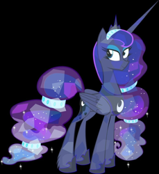 Size: 1080x1178 | Tagged: artist needed, safe, imported from derpibooru, princess luna, alicorn, crystal pony, pony, black background, crystal luna, crystallized, simple background, solo