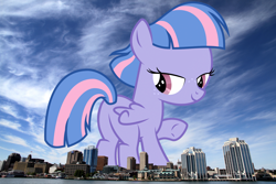 Size: 4500x3000 | Tagged: safe, artist:sollace, artist:thegiantponyfan, imported from derpibooru, wind sprint, pegasus, pony, bedroom eyes, butt, canada, female, filly, foal, freckles, giant filly, giant pegasus, giant pony, giantess, halifax, high res, highrise ponies, irl, looking back, macro, mega giant, nova scotia, photo, plot, ponies in real life, smiling, sprintbutt, story included