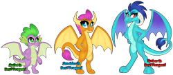 Size: 1280x556 | Tagged: safe, artist:missbramblemele, imported from derpibooru, princess ember, smolder, spike, dragon, best pony, dragon trio, dragoness, female, simple background, teenaged dragon, transparent background, winged spike, wings