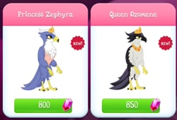 Size: 1018x689 | Tagged: safe, idw, imported from derpibooru, screencap, crack is cheaper, female, gameloft, gem, ornithian, princess zephyra, queen ozomene, season 10