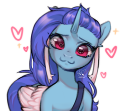 Size: 2544x2273 | Tagged: safe, artist:azaani, imported from derpibooru, oc, oc only, alicorn, pony, alicorn oc, blurry, commission, female, heart, heart eyes, horn, looking at you, mare, simple background, solo, sparkles, white background, wingding eyes, wings, your character here