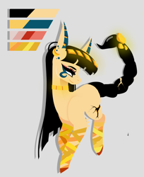 Size: 1660x2036 | Tagged: safe, artist:ryrxian, imported from derpibooru, oc, oc only, hybrid, pony, ear piercing, earring, female, jewelry, makeup, mare, piercing, reference sheet, scorpion tail, simple background, solo, tail