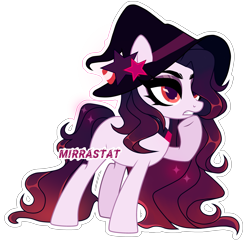 Size: 3521x3426 | Tagged: safe, artist:mirrastat, imported from derpibooru, oc, oc only, earth pony, pony, base used, choker, earth pony oc, eyelashes, female, hat, hoof polish, makeup, mare, raised hoof, simple background, solo, thinking, transparent background, underhoof, witch hat