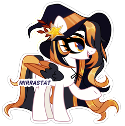 Size: 2637x2662 | Tagged: safe, artist:mirrastat, imported from derpibooru, oc, oc only, pegasus, pony, base used, colored wings, eyelashes, female, hat, hoof polish, makeup, mare, pegasus oc, simple background, smiling, solo, spread wings, transparent background, two toned wings, underhoof, wings, witch hat