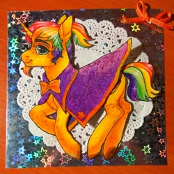 Size: 3348x3352 | Tagged: safe, artist:pessadie, imported from derpibooru, oc, oc only, alicorn, pony, unicorn, alicorn oc, clothes, horn, solo, traditional art, unicorn oc, wings