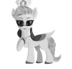 Size: 861x827 | Tagged: safe, artist:iron curtain, imported from derpibooru, queen haven, pegasus, pony, female, g5, grayscale, looking at you, mare, monochrome, simple background, solo, sunglasses, white background