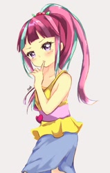 Size: 1521x2398 | Tagged: safe, artist:moh_mlp2, imported from derpibooru, sour sweet, human, dance magic, equestria girls, spoiler:eqg specials, bare shoulders, clothes, female, looking at you, simple background, sleeveless, solo